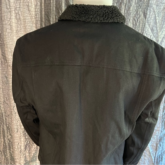 Express mens black denim fur lined jacket. - Picture 5 of 12